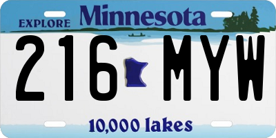 MN license plate 216MYW