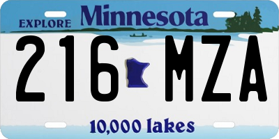 MN license plate 216MZA