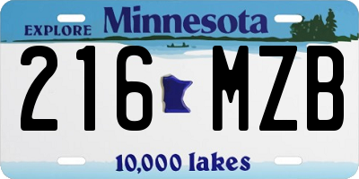 MN license plate 216MZB