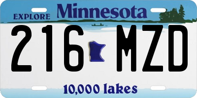 MN license plate 216MZD