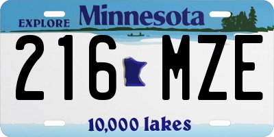 MN license plate 216MZE