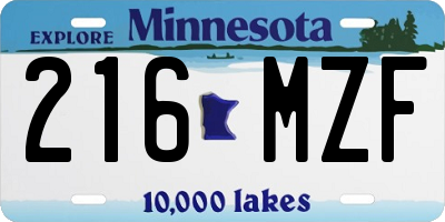MN license plate 216MZF