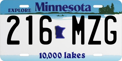 MN license plate 216MZG