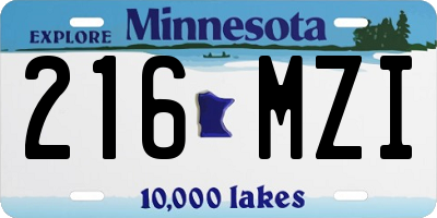 MN license plate 216MZI