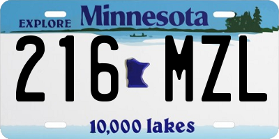 MN license plate 216MZL
