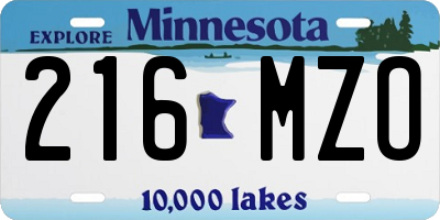 MN license plate 216MZO