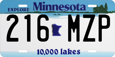 MN license plate 216MZP