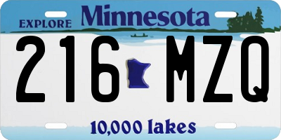 MN license plate 216MZQ