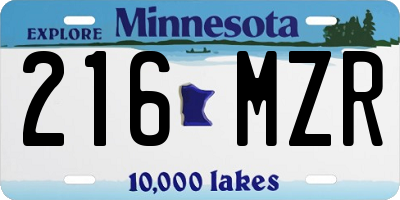 MN license plate 216MZR