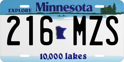 MN license plate 216MZS
