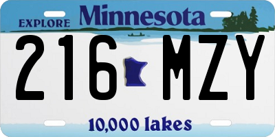 MN license plate 216MZY