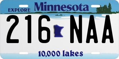MN license plate 216NAA