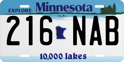 MN license plate 216NAB