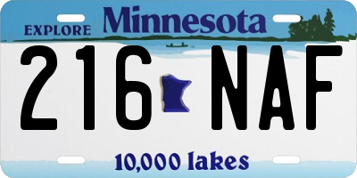 MN license plate 216NAF