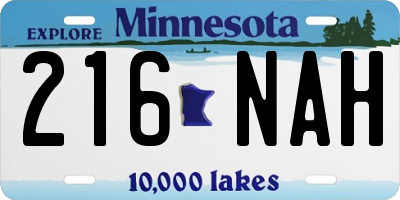 MN license plate 216NAH