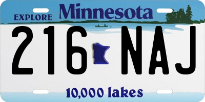 MN license plate 216NAJ