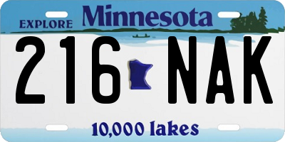 MN license plate 216NAK