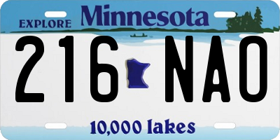 MN license plate 216NAO