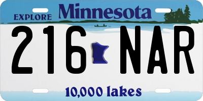 MN license plate 216NAR