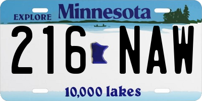 MN license plate 216NAW