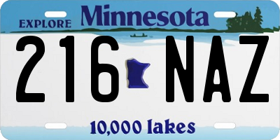 MN license plate 216NAZ