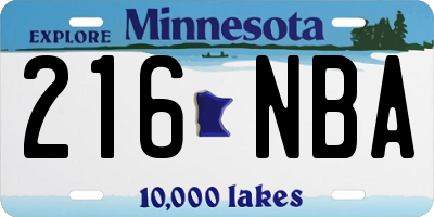 MN license plate 216NBA