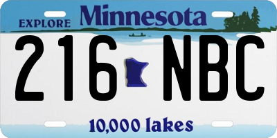 MN license plate 216NBC