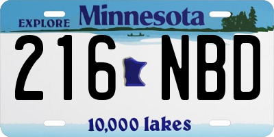 MN license plate 216NBD