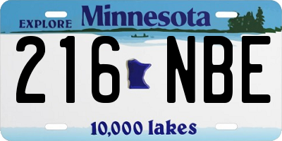 MN license plate 216NBE