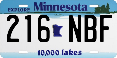 MN license plate 216NBF