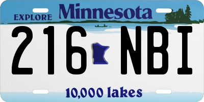MN license plate 216NBI