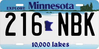 MN license plate 216NBK