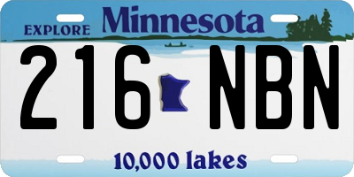 MN license plate 216NBN