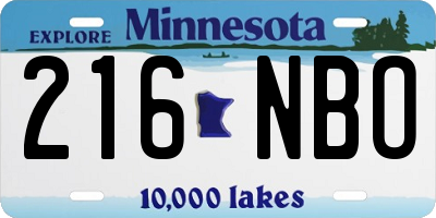 MN license plate 216NBO