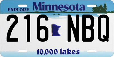 MN license plate 216NBQ