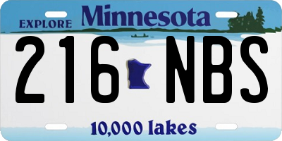 MN license plate 216NBS