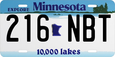 MN license plate 216NBT