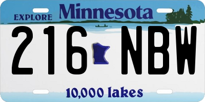 MN license plate 216NBW
