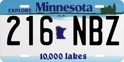 MN license plate 216NBZ