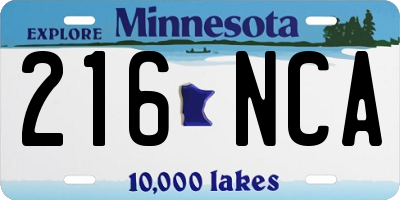 MN license plate 216NCA