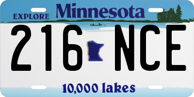 MN license plate 216NCE