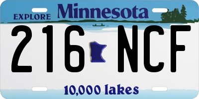 MN license plate 216NCF