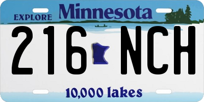 MN license plate 216NCH