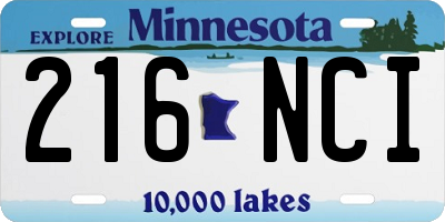 MN license plate 216NCI