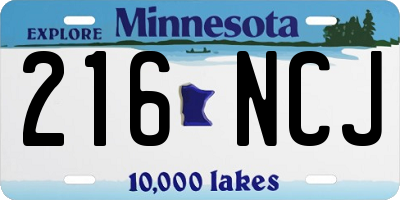 MN license plate 216NCJ