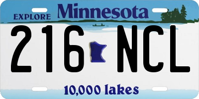 MN license plate 216NCL