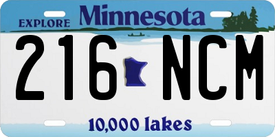 MN license plate 216NCM