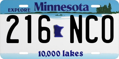 MN license plate 216NCO