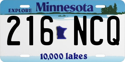 MN license plate 216NCQ