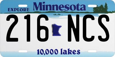 MN license plate 216NCS